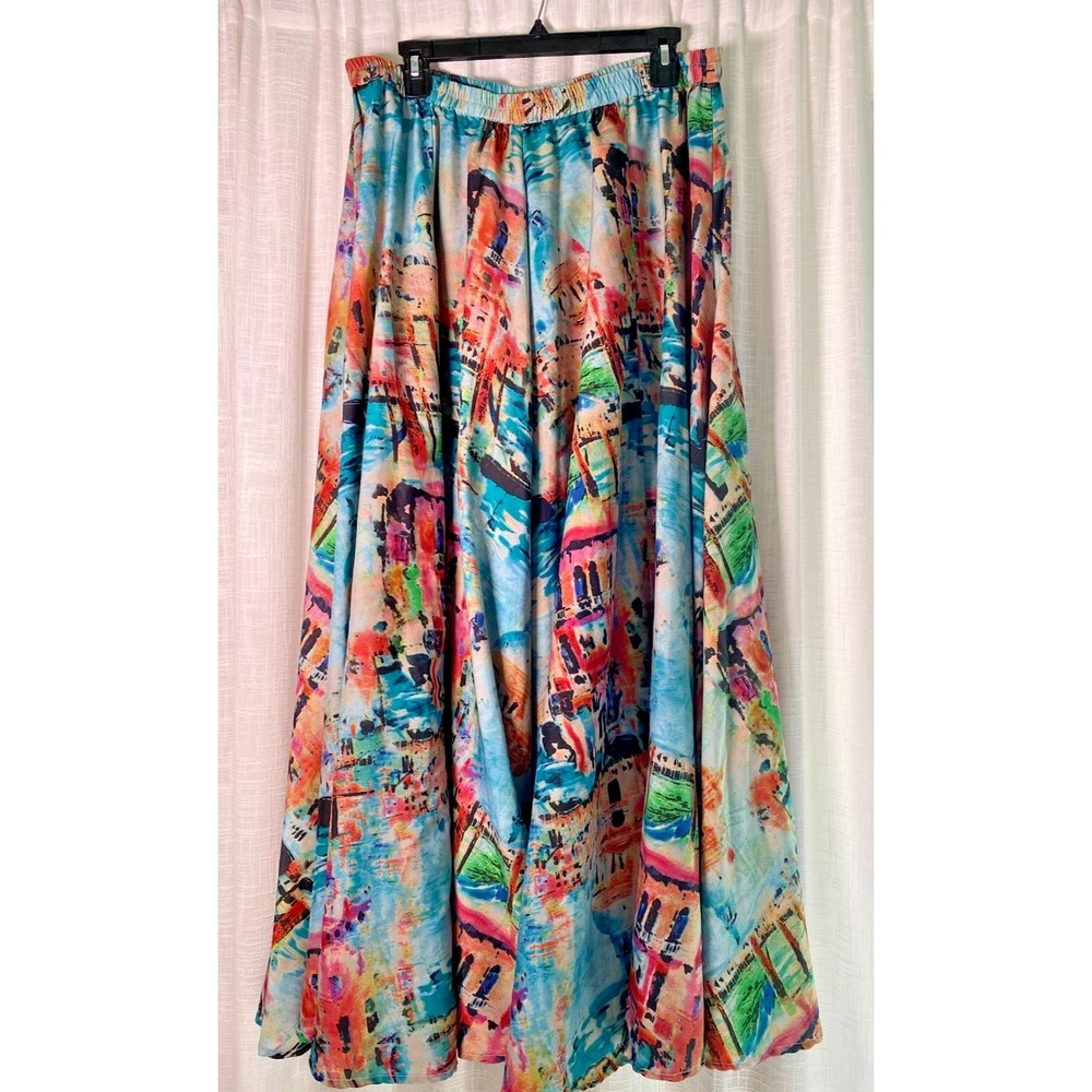 Flint & Moss Maxi Skirt Riviera Print Multicolor Summer Bohemian Womens XL/TG